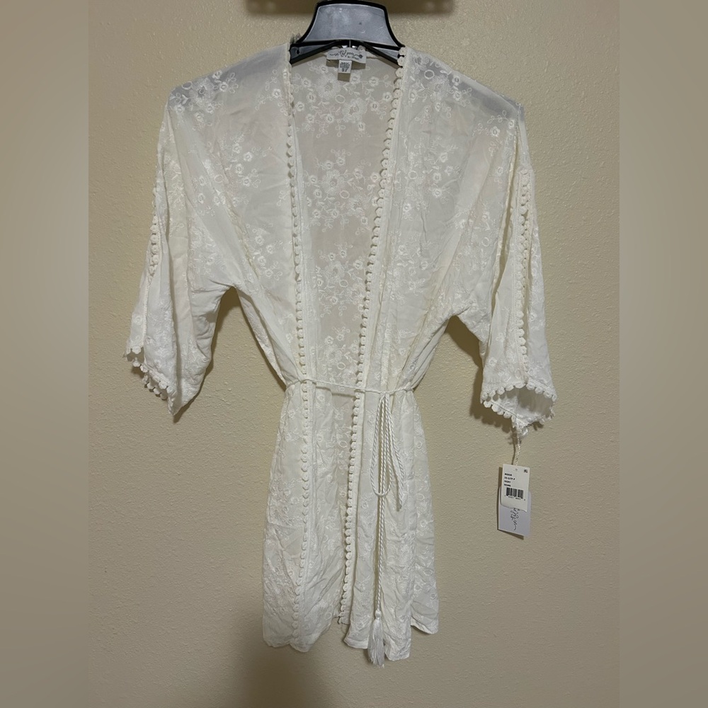 In Bloom ivory/cream Lace Robe Sleepwear